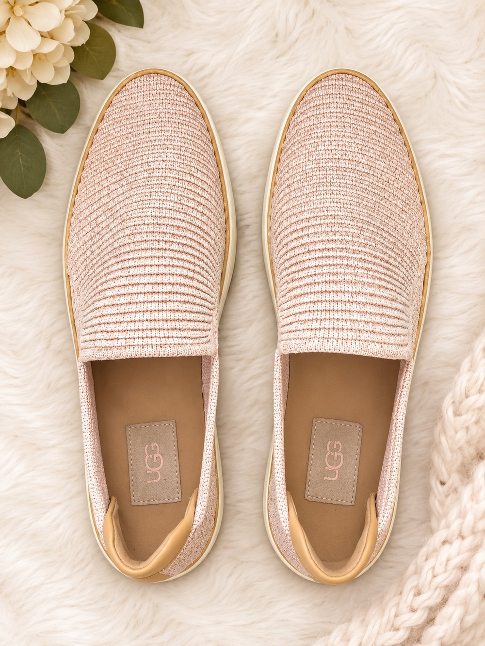 UGG Women's Sparkly Blush Knit Slip-On Loafers